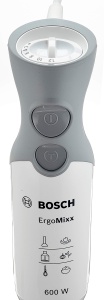 Blenderul de mana Bosch ErgoMixx MSM66120, baza blender din otel inoxidabil, ceasca de amestecare si masurare, cutit cu 4 lame, design ergonomic, 12 niveluri plus turbo, 600 W, alb/gri - Img 3