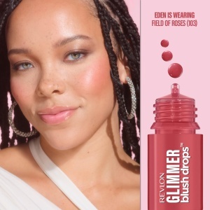 Blush lichid REVLON Glimmer Blush Drops 103 Field of Roses, pigmentare ridicata - Img 2
