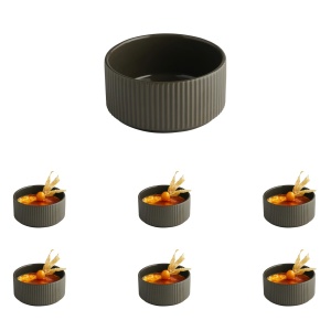 Bol APS 19069 THE GRID, Porcelan, 12,5 cm, 350 ml, Culoare mud (braun), 6 buc - Img 1