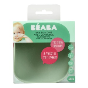 Bol pentru copii BEABA cu suptor, 100 silicon, verde salvie, usor de curatat - Img 6