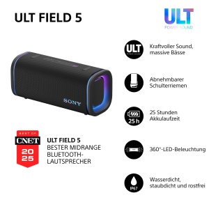 Boxa portabila Sony ULT Field 5, 25 ore autonomie, impermeabila, neagra - Img 2