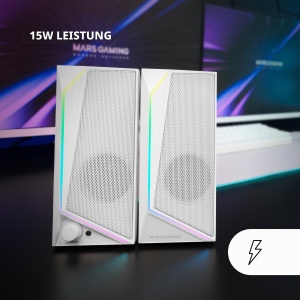 Boxe Gaming Mars Gaming MS72, 15W, RGB, USB, Alb - Img 2