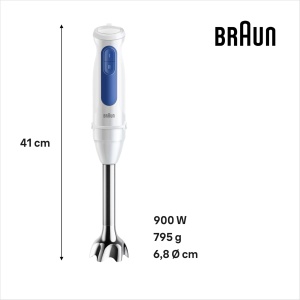 Braun Blender de mana MultiQuick 3 MQ 30202 M - Blender electric de mana cu tehnologie PowerBell VPlus, 2 viteze, sistem EasyClick Plus, set de accesorii din 3 piese, 900 wati, alb - Img 5