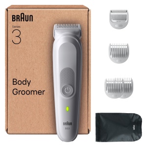 Braun Body Groomer Series 3, +6 accesorii, protectie suplimentara a pielii, durata de viata minima a bateriei, barbierit si tuns delicat, rezistent la apa, BG3575, gri