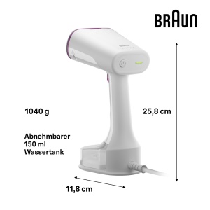 Braun QuickStyle 5 GS5011PU Steamer, Tehnologie Dual FreeGlide 3D, Tehnologie FastSteam, Aburi, Abur 22 g/min, Rezervor de apa 150 ml, Lungime cablu 2,5 m, Gata in 45 de secunde, 1200W, Alb/Violet - Img 3