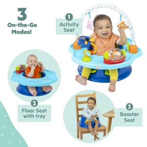 Bright Starts Disney Baby SuperSeat 3-in-1 Albastru Scaun Activitati si Masa pentru Copii 6 Luni - 3 Ani - Img 7