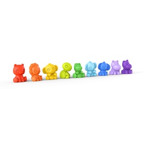 Bright Starts, Figurine de jucarie, TropicAnimals, Figurine cu animale pentru joaca, baie sau in deplasare, usor de prins si de curatat, multicolore