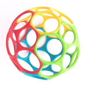 Bright Starts, Oball Classic, minge flexibila si usor de manevrat, jucarie de activitate senzoriala pentru copii de toate varstele, multicolora