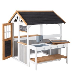Bucatarie de Joaca Roba pentru Exterior Model Alb-Maro cu Plite BBQ si Accesorii din Lemn Rezistent la Intemperii - Img 5