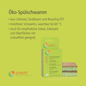 Burete de Spalat Sonett Oko, 2 bucati, vegan, kratzfrei, din materiale reciclate - Img 3