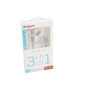 Cablu de incarcare 3 in 1 Legrand, Lightning USB-C Micro USB, 1.2m, 12W - Img 5