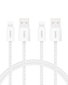Cablu USB-A cu Lightning Belkin BoostCharge, 1,5 m, Alb, Cablu Rapid pentru iPhone