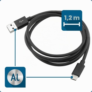 Cablu USB-C ANSMANN 120 cm, transfer date 5Gbps, aluminiu - Img 2