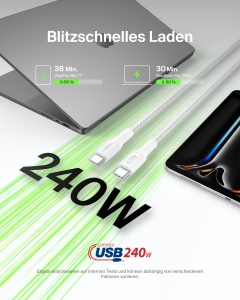 Cablu USB-C Belkin BoostCharge Eco, 2 m, 240 W, Alb - Img 2