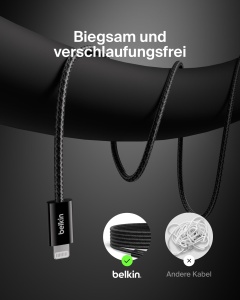 Cablu USB-C cu Lightning Belkin 1,5 m, negru, cablu de incarcare rapida - Img 2