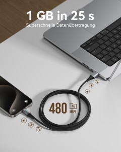 Cablu USB C INIU, 3.1A, 3 bucati (2m 2m 0.5m), Nylon, Rapid - Img 6