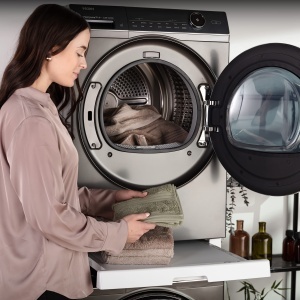 Cadru de legatura Haier pentru uscator si masina de spalat, alb, cu suport extensibil, 12 kg - Img 2