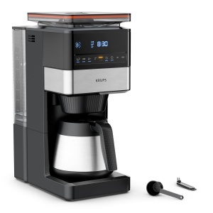 Cafetiera Krups Grind Aroma XL KT842810 Rasnita Conica 125L Termos din Otel Inoxidabil NegruInox