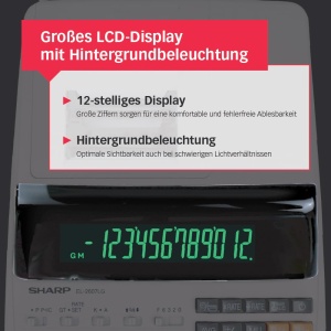 Calculatoare de birou Sharp EL-2607LG, imprimare rapida, 12 cifre, alb - Img 3