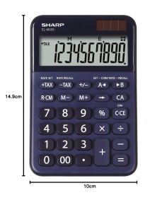 Calculator de birou SHARP EL-M335, display 10 cifre, alimentare solara si baterie, albastru - Img 3