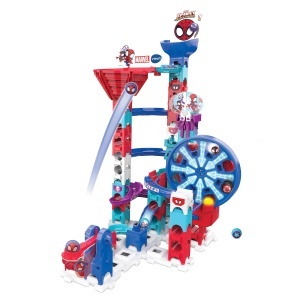 Calea de bile VTech Marble Rush Spidey Super Spin Challenge - 62 piese, motorizat, design Spiderman