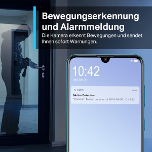 Camera de securitate cu camera IP Wi-Fi TP-Link Tapo C210 (panoramare si inclinare a obiectivului, rezolutie de 3 MP, audio pe 2 cai, viziune nocturna de pana la 9 m, stocare locala de pana la 256 GB) alb/negru, 1 bucata (1 pachet) - Img 3