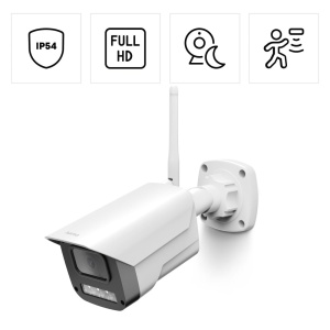 Camera de securitate Hama Wi-Fi (camera Wi-Fi pentru exterior, camera exterioara cu control vocal si prin aplicatii, camera de exterior rezistenta la intemperii cu detector de miscare, viziune nocturna, audio pe 2 cai, inregistrare, 1080p) alb - Img 2