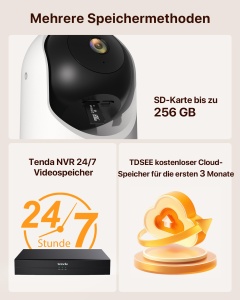 Camera de supraveghere Tenda CP3V30 3MP 360deg Night Vision Wi-Fi 6 stocare SD 256GB - Img 9