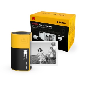 Camera foto instant Kodak Memo Shot ERA, galbena, cu etichete si 9 role