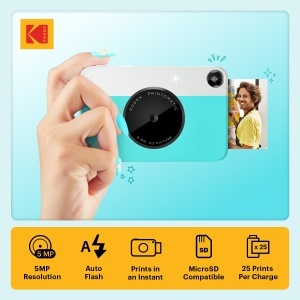 Camera foto instant Kodak Printomatic 5MP Albastra Tehnologie ZERO Ink Fotopapier 2x3 - Img 2