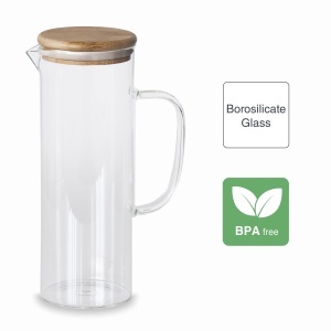Cana din Borosilikat Lacor 61953, Capac Bambus, 1 L, Design Modern - Img 6