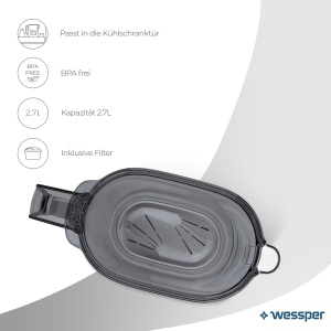 Cana filtranta Wessper AquaMax 2.7L, neagra, cu sistem de filtrare a apei - Img 2