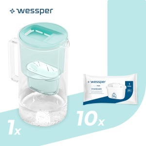 Cana filtranta Wessper AquaMax 3L din sticla, set cu 10 cartuse de filtrare - Img 2