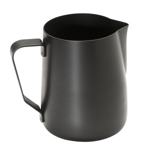 Cana pentru lapte APS 10334, 350 ml, inox, antiaderenta, neagra