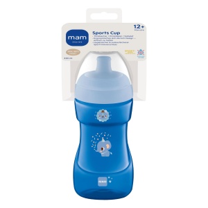 Cana sport MAM Sports Cup 330 ml, din plastic, pentru copii 12 luni, Elefant - Img 2
