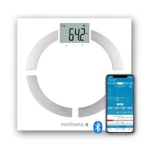 Cantar de analiza corporala Medisana BS 444, 180 kg, Bluetooth, Alb - Img 1