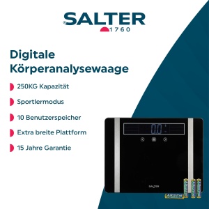 Cantar de baie Salter, 250 kg, extra lat, cu analiza compozitiei corporale - Img 2
