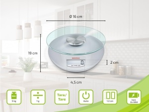 Cantar de bucatarie digital Soehnle Roma, 5 kg capacitate, culoare argintie - Img 3