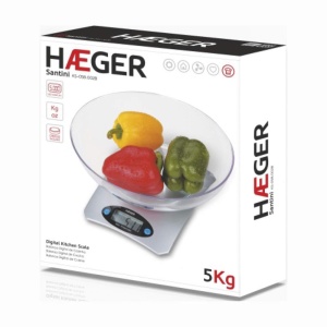 Cantar de bucatarie HAEGER Santini cu bol din sticla, capacitate 5000 g, LCD Touch - Img 2