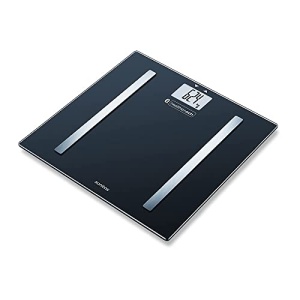 Cantar de diagnosticare Bluetooth Sanitas SBF 72, determinarea greutatii corporale, a grasimii corporale, a apei corporale, a procentului muscular, a masei osoase, a afisarii caloriilor, IMC, aplicatie pentru vizualizare pe termen lung
