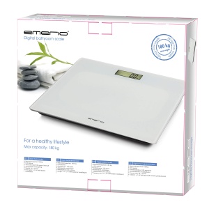 Cantar digital Emerio cu senzor de precizie, capacitate 180kg, sticla alba - Img 6