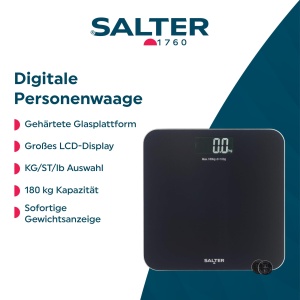Cantar digital Salter 180 kg, display LCD, platforma din sticla securizata - Img 2