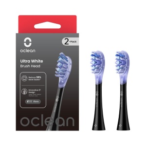 Cap de perie de schimb Oclean Ultra White, 2 bucati, cu tehnologie FlexFit, negru