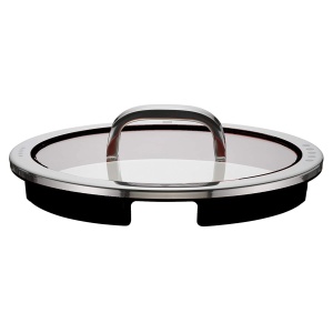 Capac oala WMF Function 4 16 cm capac sticla cu 4 functii de turnare sticla silicon otel inoxidabil Cromargan lustruit negru - Img 1