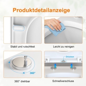Capac WC D-Form GRIFEMA Premium, Duroplast, Antibacterian, Softclose - Img 5