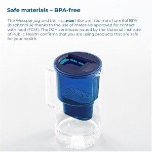 Carafa cu filtru Wessper D2, 3 litri, Borosilicat, Albastra - Img 4