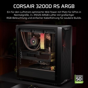 Carcasa PC CORSAIR 3200D RS ARGB Mid-Tower ATX, Negru, cu 3 ventilatoare ARGB - Img 2