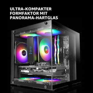 Carcasa PC Mars Gaming MC-Cube, MicroATX, Ultracompacta, Neagra - Img 2
