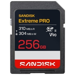 Card de memorie SanDisk Extreme PRO SD UHS-II, 256 GB, viteza citire 310 MBs, viteza scriere 304 MBs