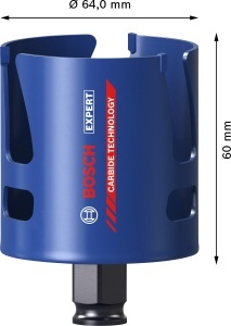 Carota Bosch EXPERT Construction Material 64 mm Tehnologie Carbide Adancime taiere 60 mm - Img 2